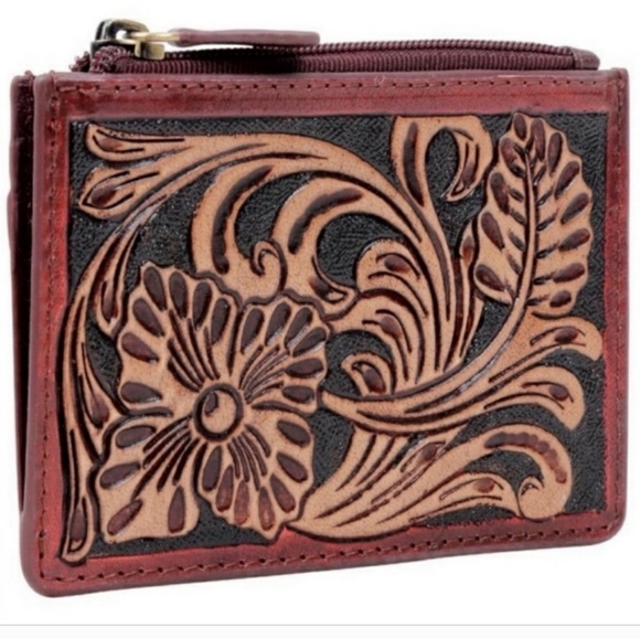 Myra Hand Tooled Genuine Leather Coin and Cardholder. - Picture 10 of 12